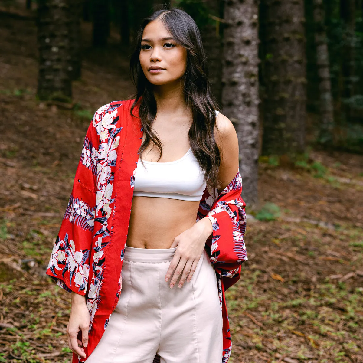 Orchid (Kimono Cover-Up) - Red