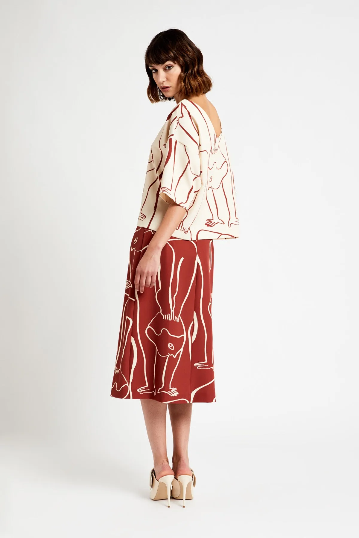 OTTOD'AME "CONTORSIONISTE" PRINTING'S SKIRT