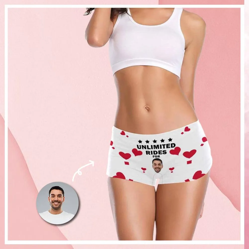 Personalized Face Underwear Custom Unlimited Rides Women's Boyshort Panties Gift For Her