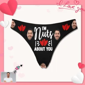 Personalized Face Underwear for Her Custom I'm Nuts About You Lingerie Women's Classic Thong Valentine's Gift