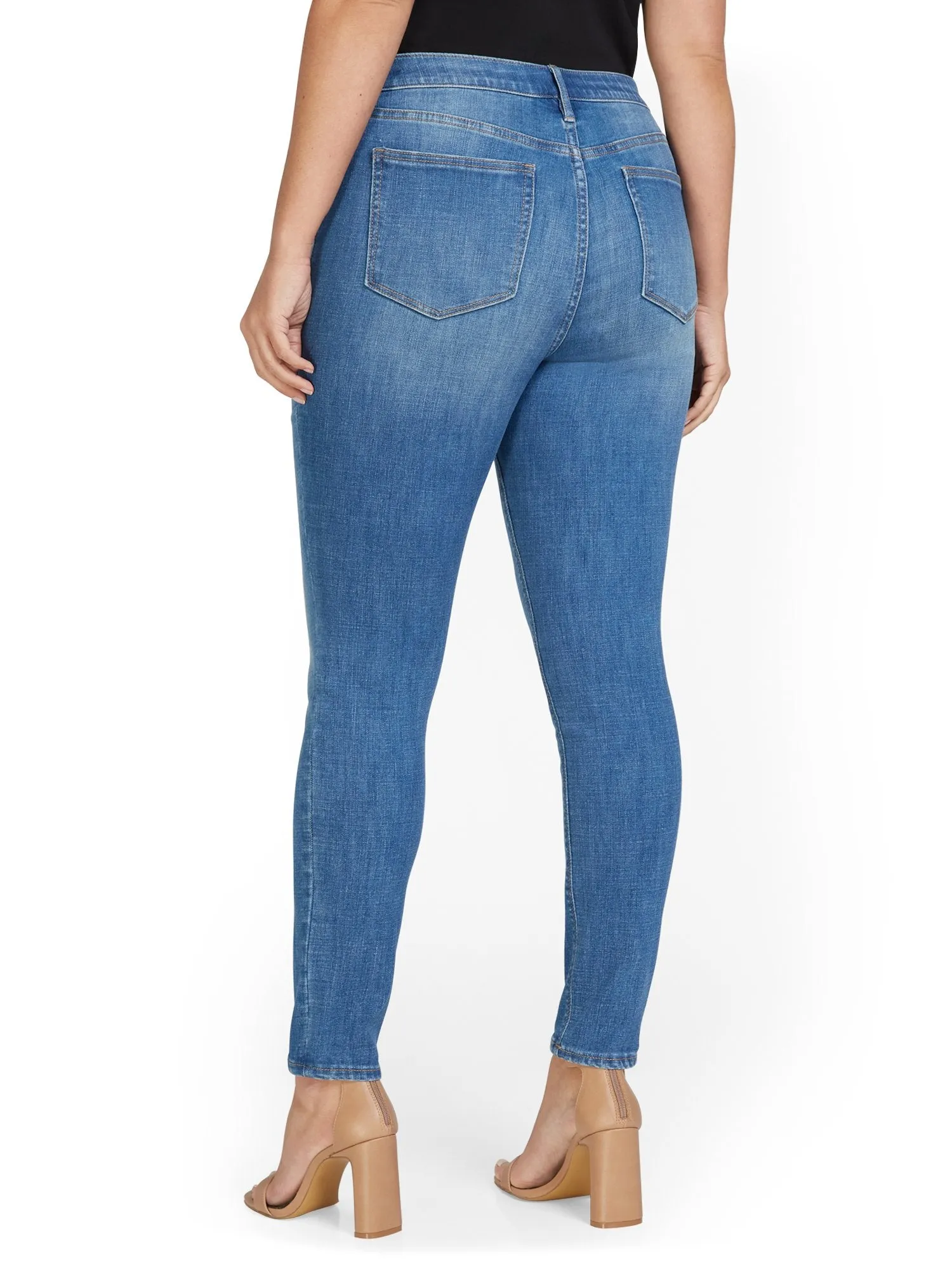 Petite Lexi Mid-Rise Super-Skinny Jeans - Medium Wash