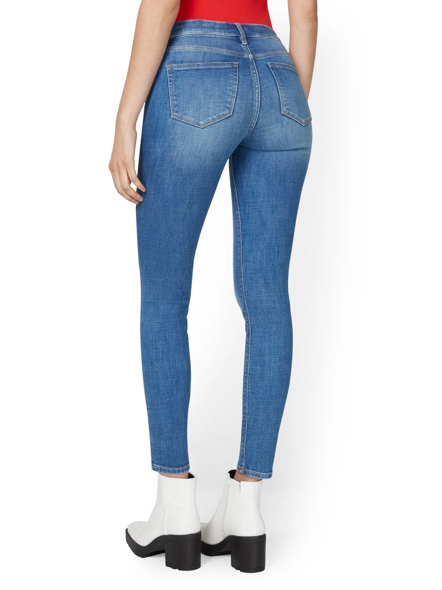 Petite Lexi Mid-Rise Super-Skinny Jeans - Medium Wash