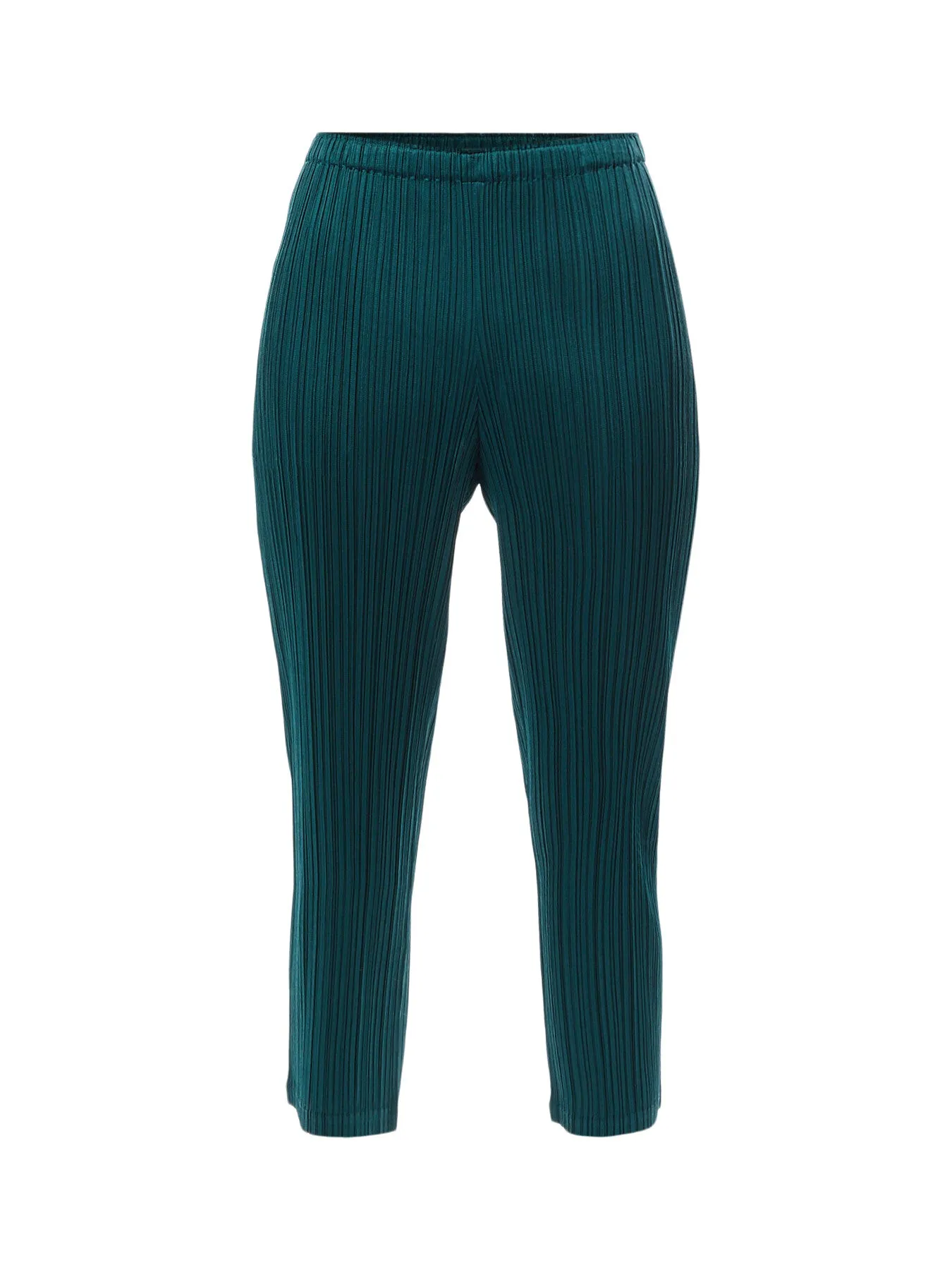 Pleats Slim Leg Blue Green Pants