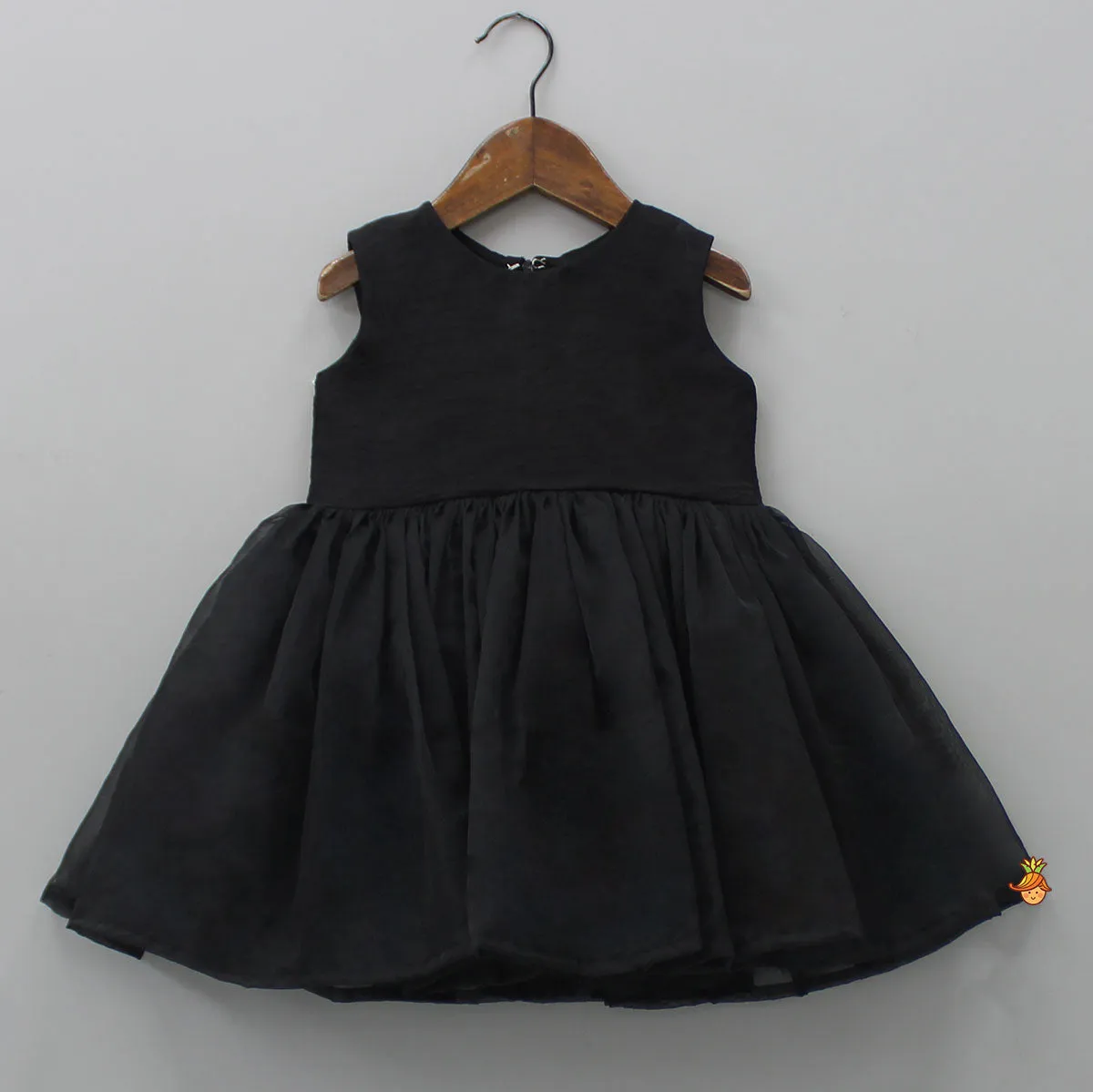 Pre Order: Black Organza Kurti With Sequined Jacket