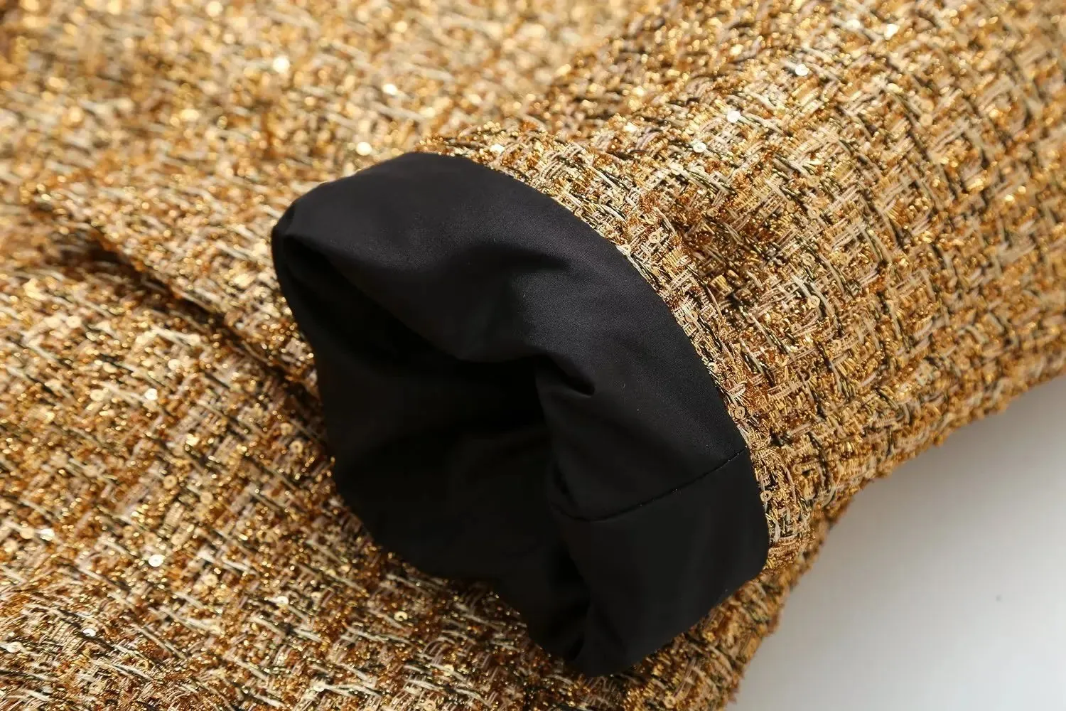 Pre Order:  Gold Sequined Snap Buttons Jacket