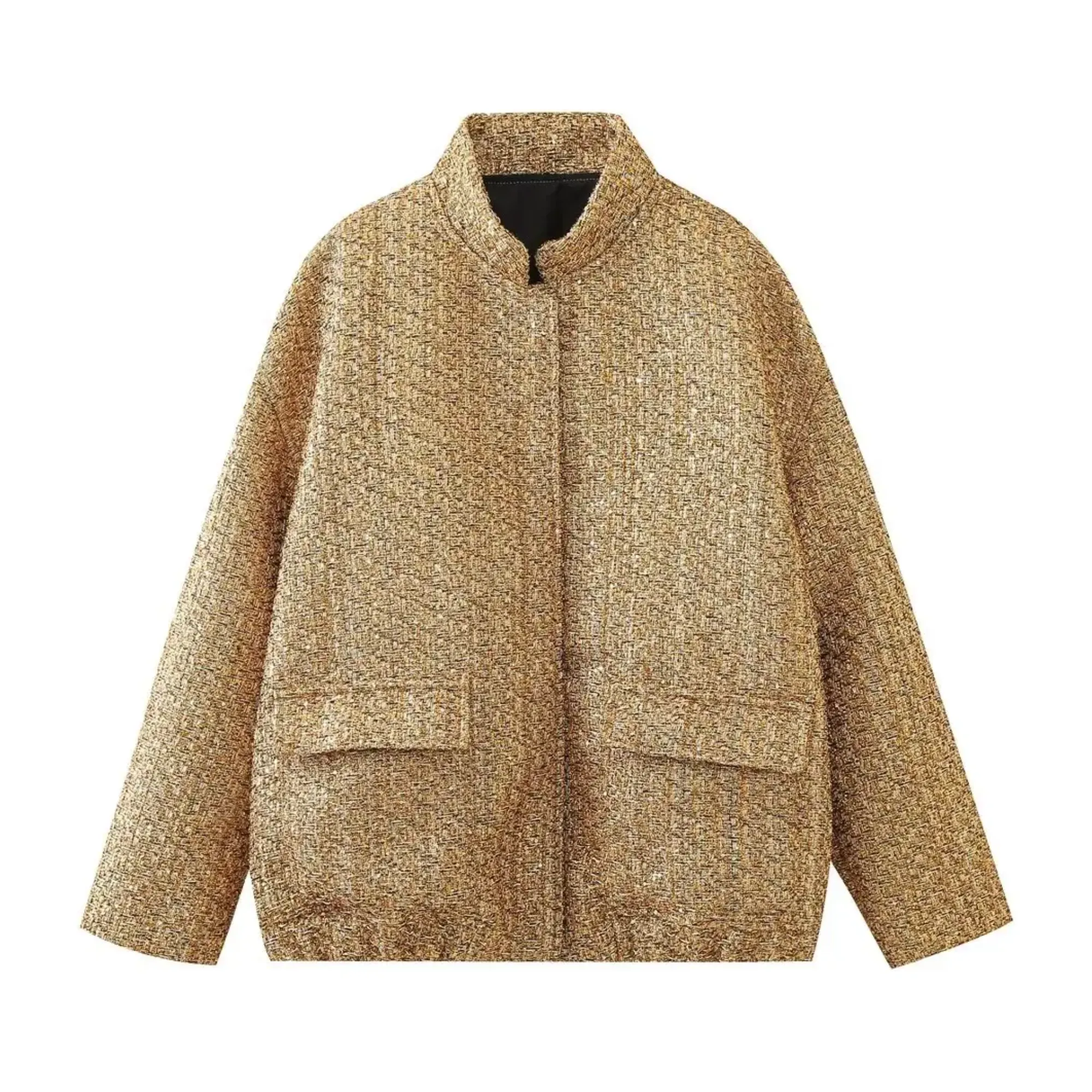 Pre Order:  Gold Sequined Snap Buttons Jacket