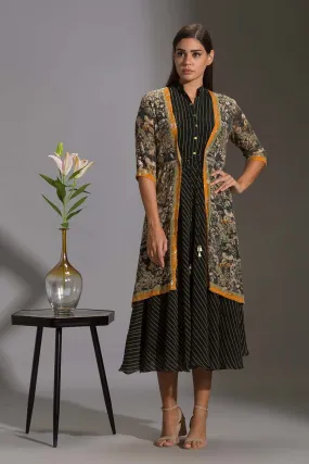 Printed A-Line Dress & Sequin Jacket Set