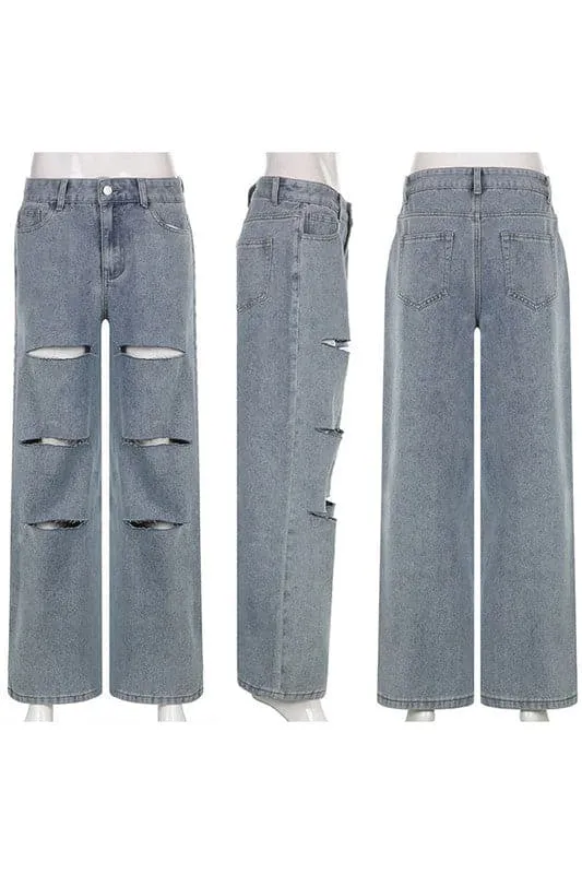 PY215 Raw Cut Straight Leg Jeans