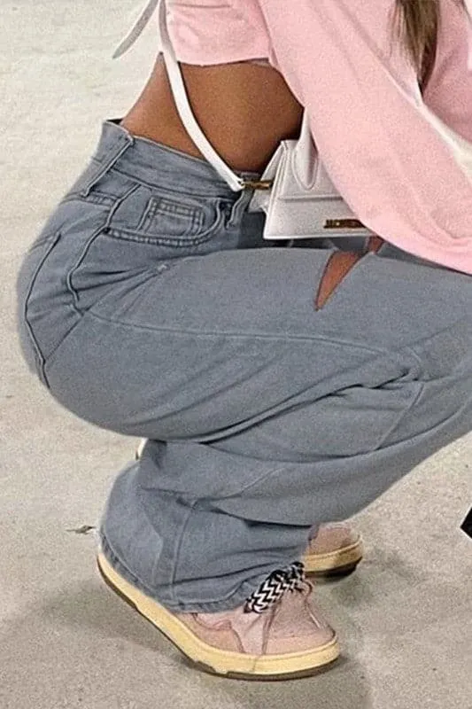 PY215 Raw Cut Straight Leg Jeans