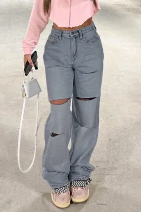 PY215 Raw Cut Straight Leg Jeans