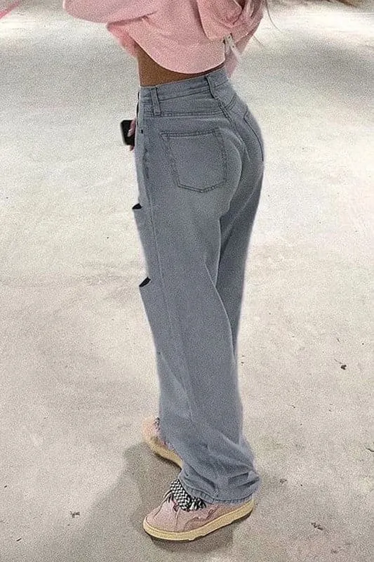 PY215 Raw Cut Straight Leg Jeans