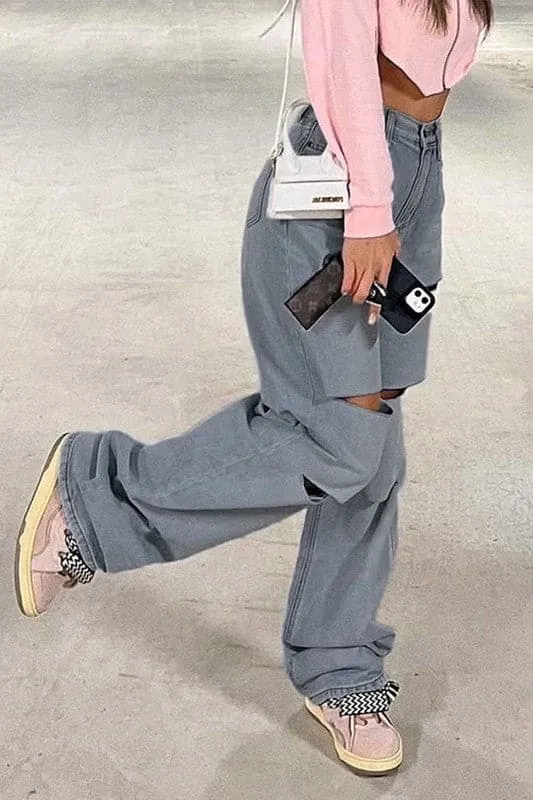 PY215 Raw Cut Straight Leg Jeans