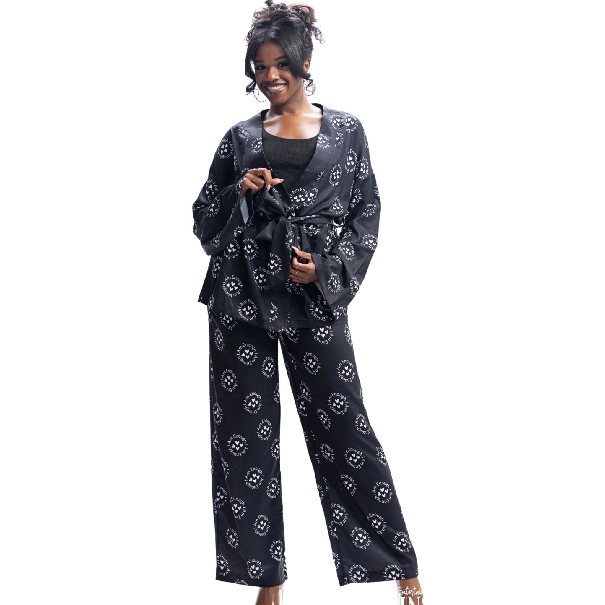 "I Am Enough" Kimono Belted Shacket