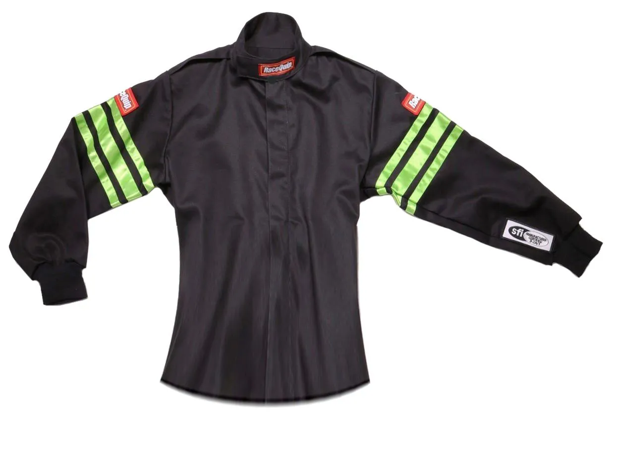 RaceQuip Single Layer Fire Suit Jacket - Black w/Pink Stripes - Kids Small - 1960892