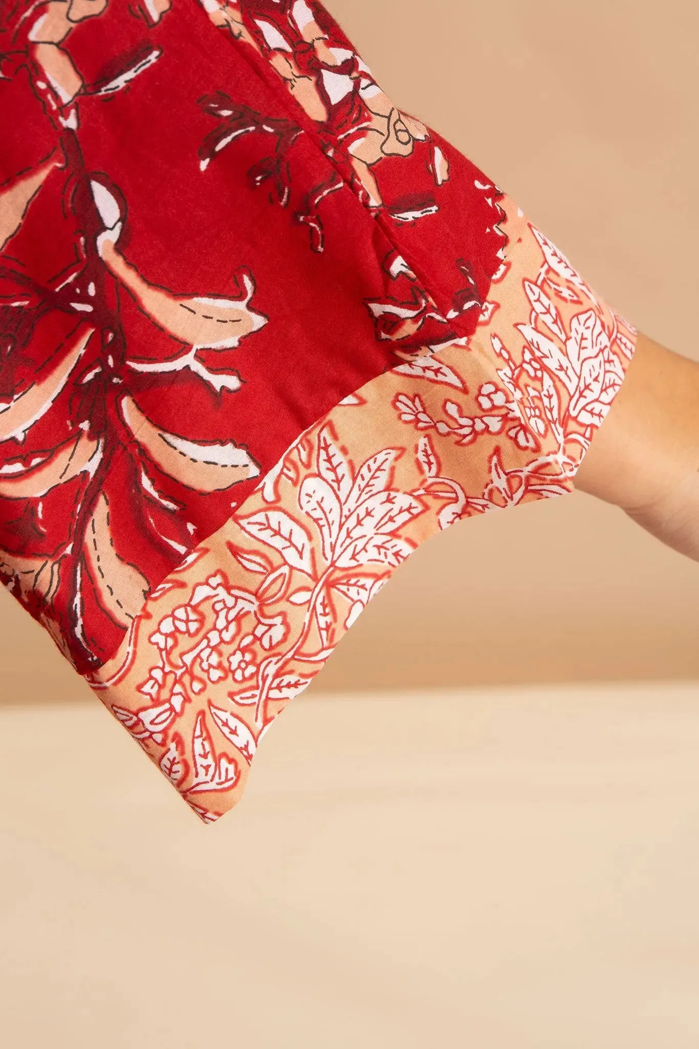 Red Rubra Women's Cotton Kimono