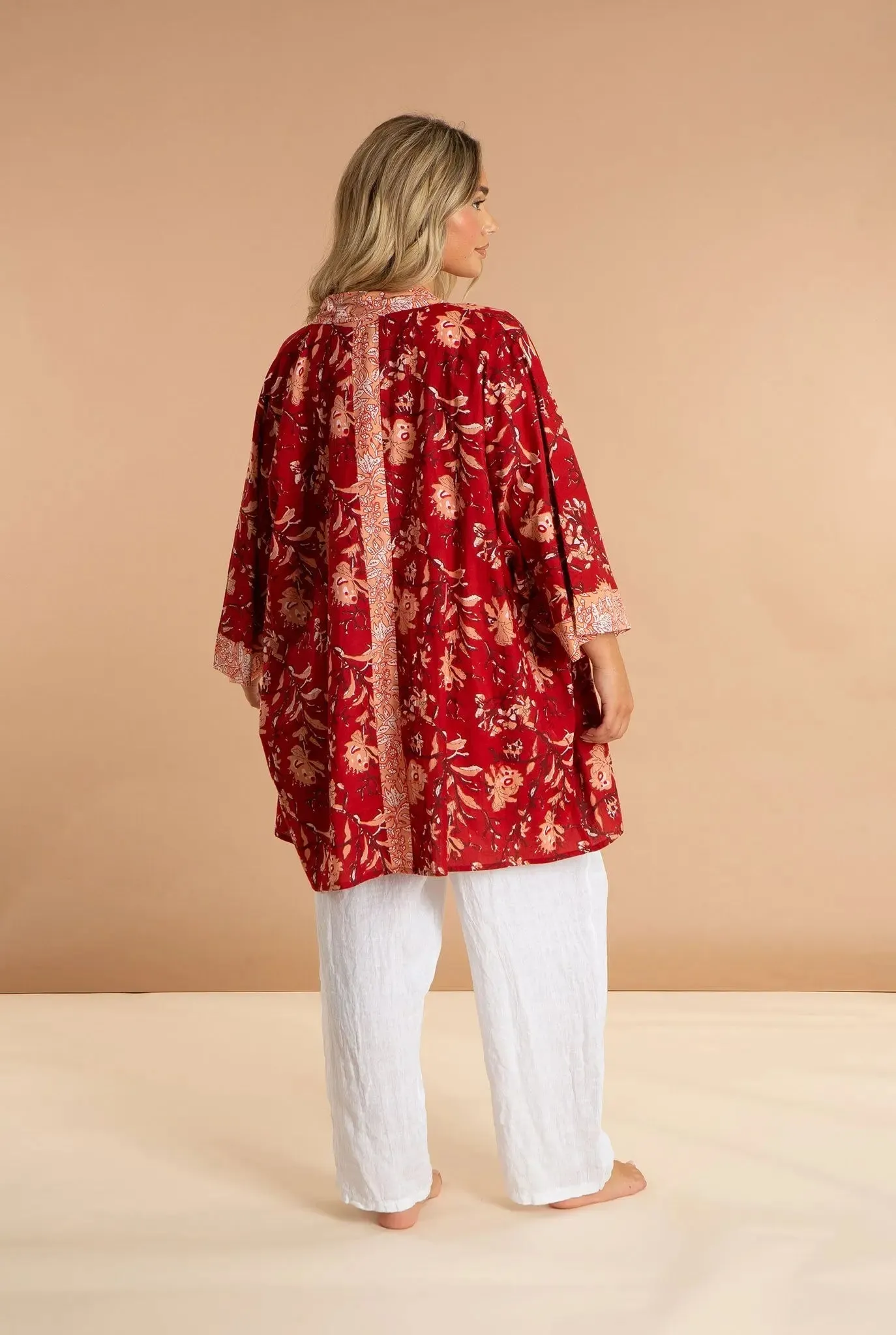 Red Rubra Women's Cotton Kimono