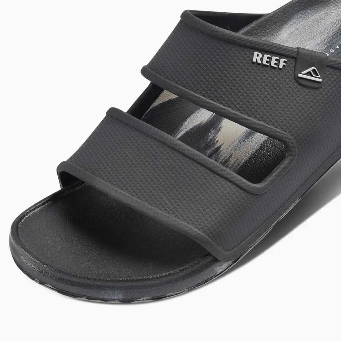 Reef Men's Oasis Double Up Slide Sandals- Black/ Taupe Marble