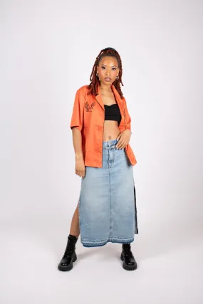 Retro Orange Embroidered Shirt