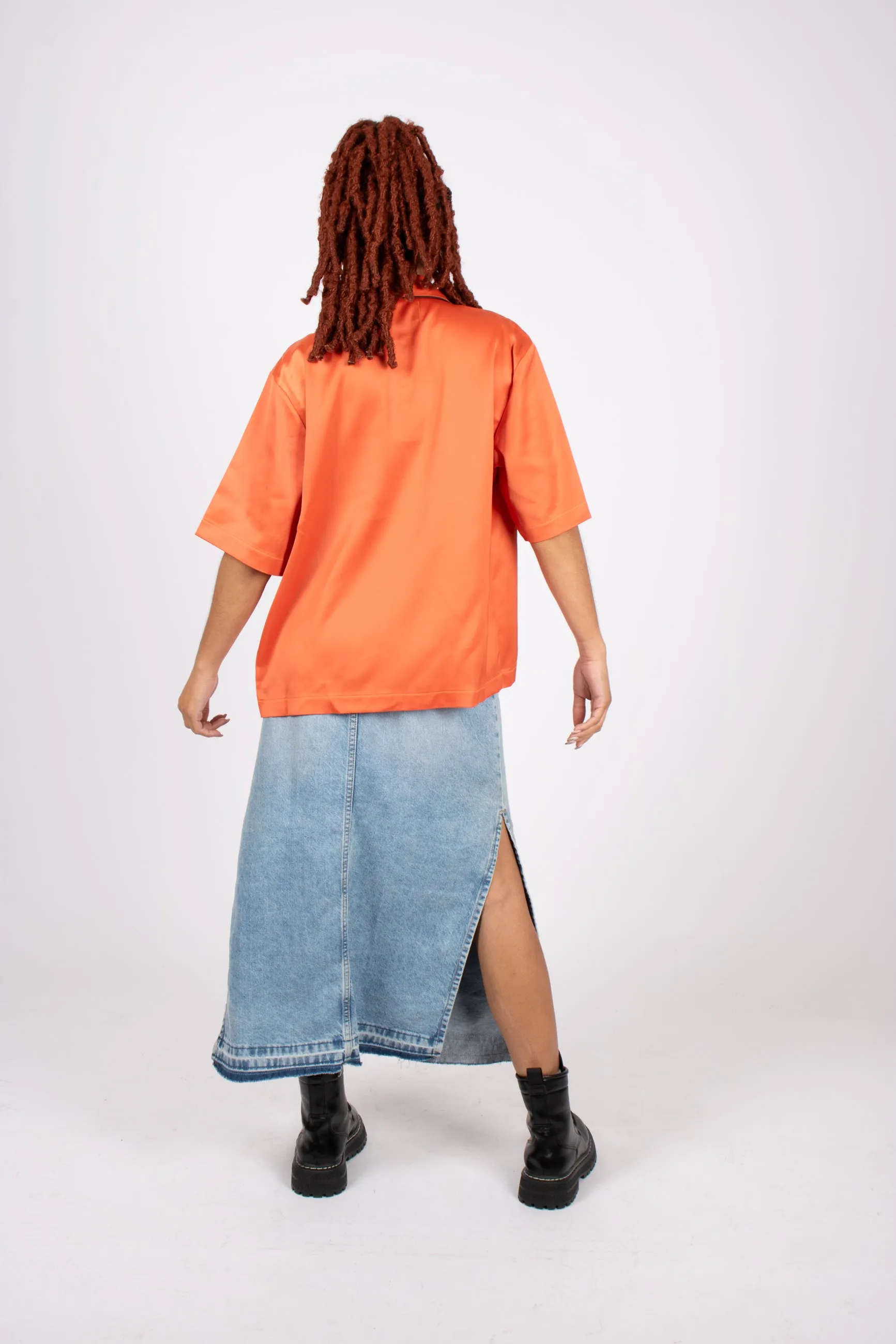 Retro Orange Embroidered Shirt