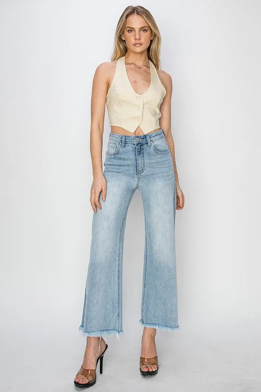 Risen High Waisted Wide Leg Jean