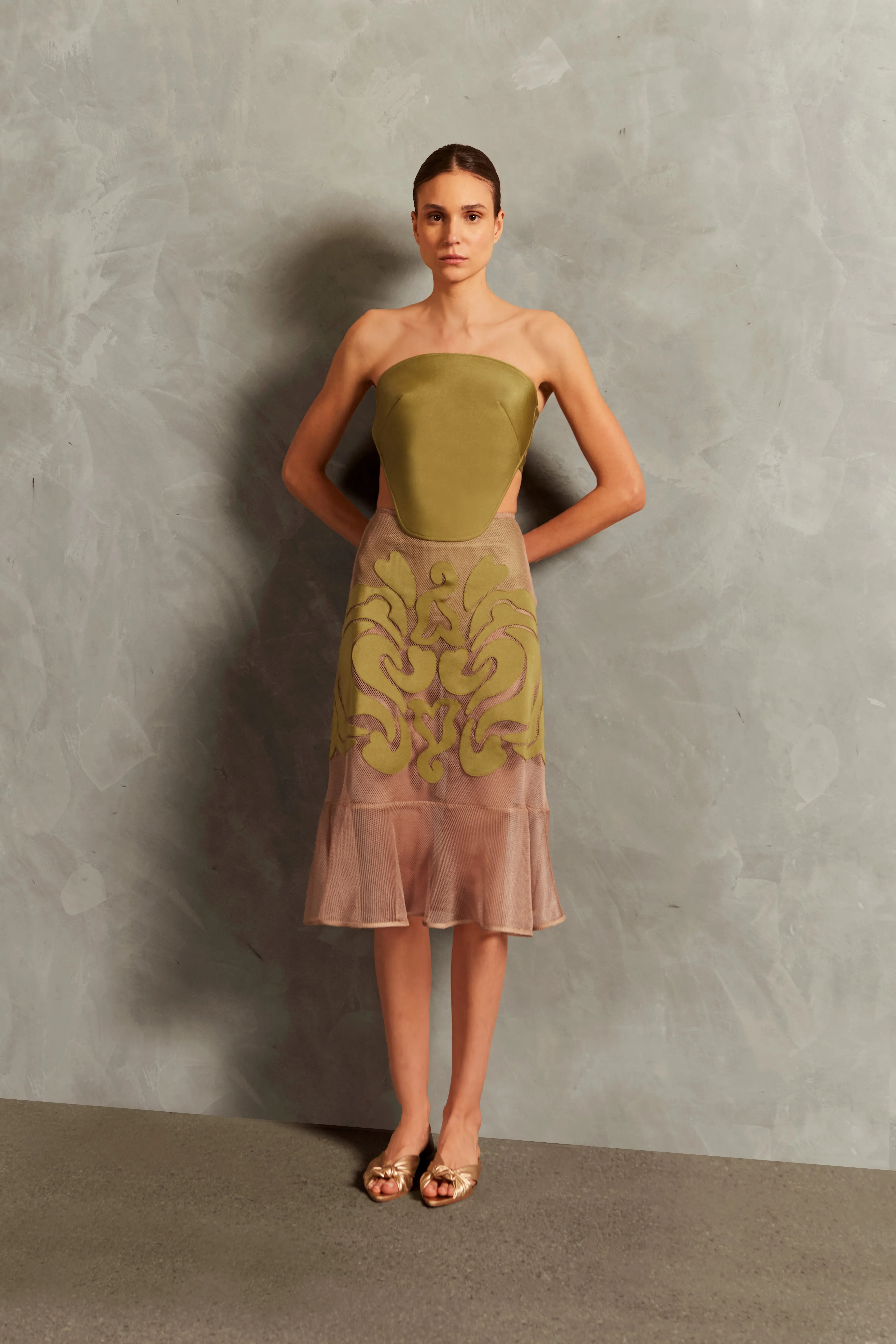 Réseau Appliqué Midi Skirt