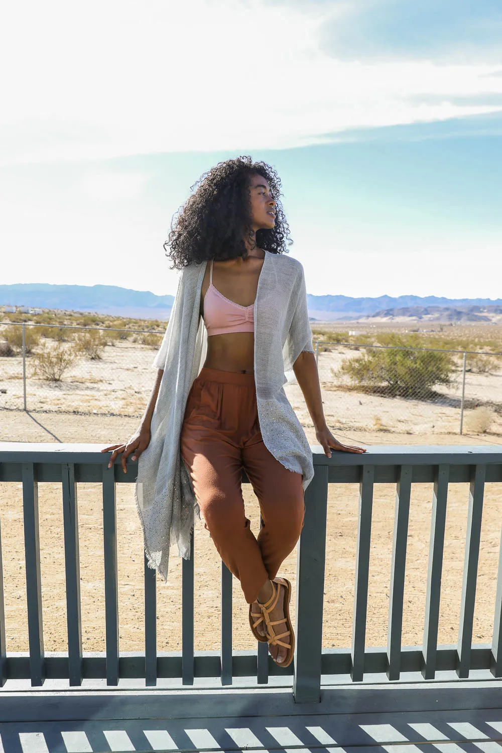 Sequin Frayed Kimono