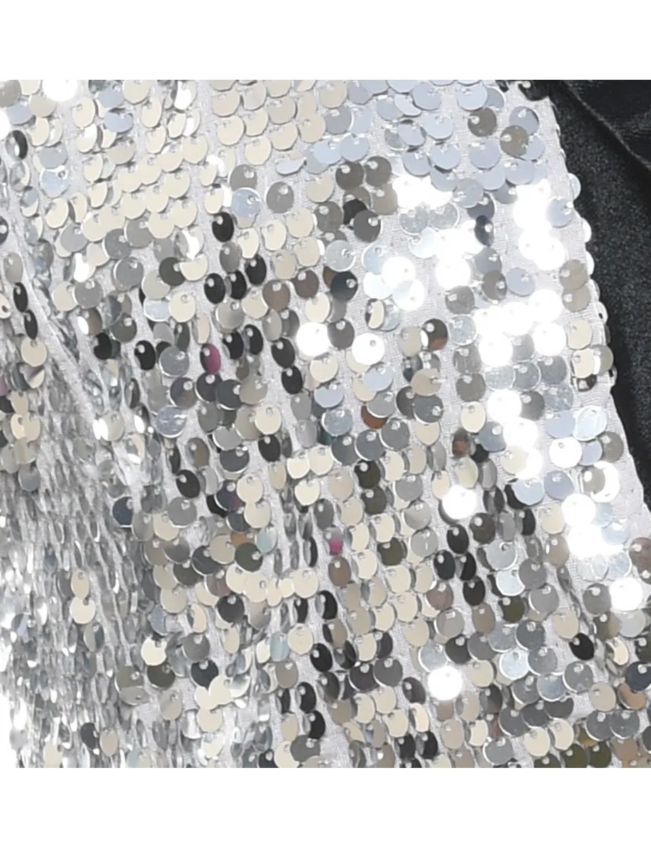 Sequined Black & Silver Evening Jacket - M