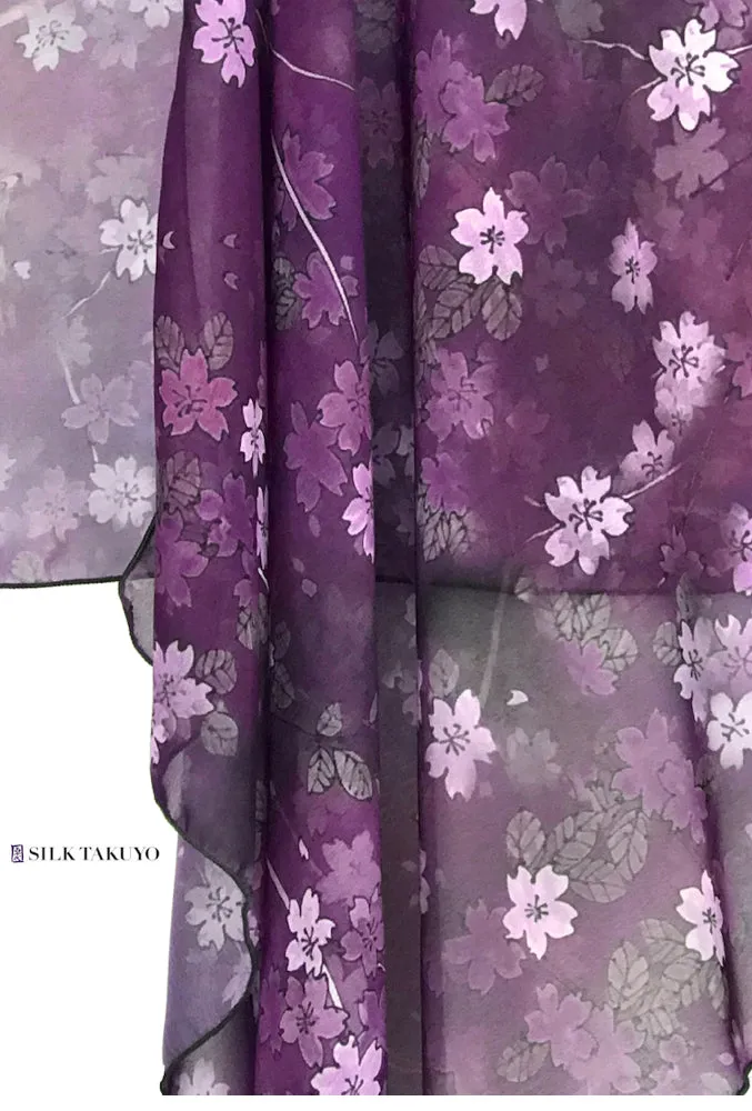 Sheer Kimono, Night Sakura, Amethyst