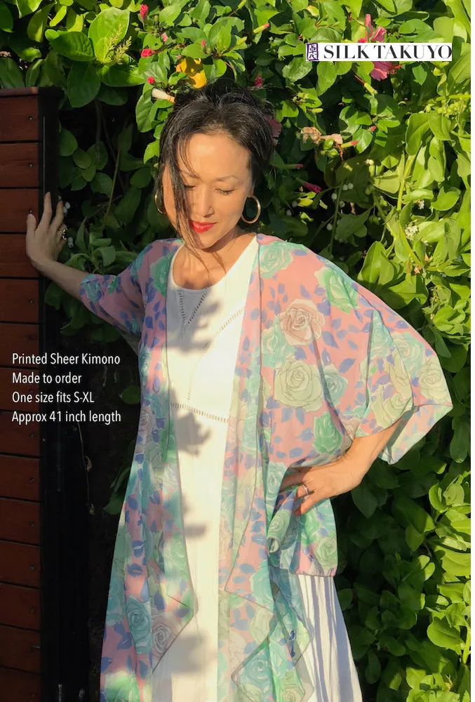 Sheer Kimono, Night Sakura, Amethyst