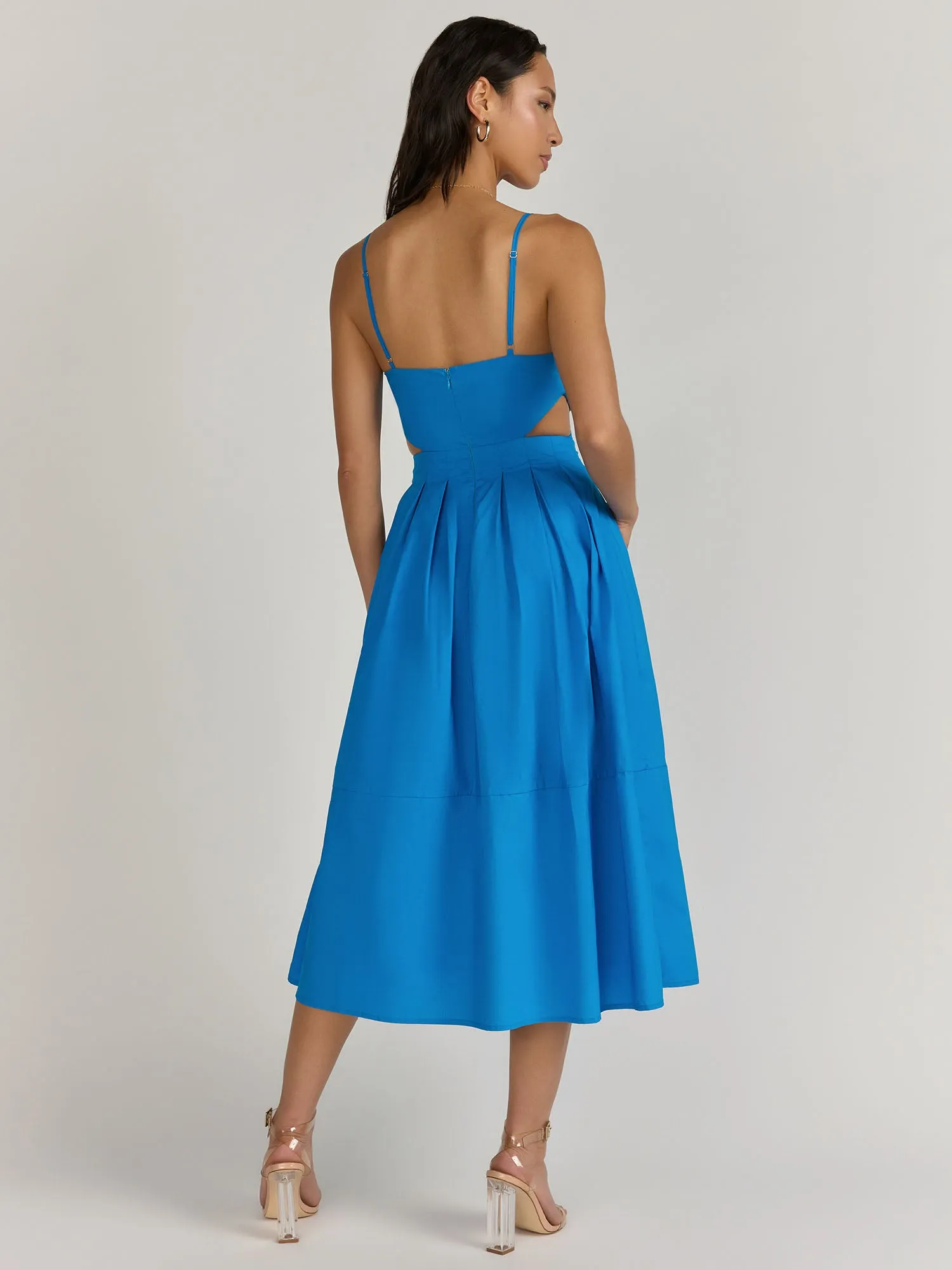 Sleeveless Cowl Neck Cut Out Midi Dress - Lena
