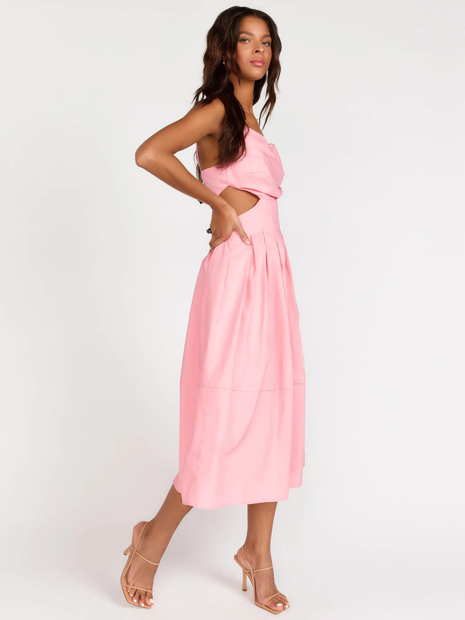 Sleeveless Cowl Neck Cut Out Midi Dress - Lena