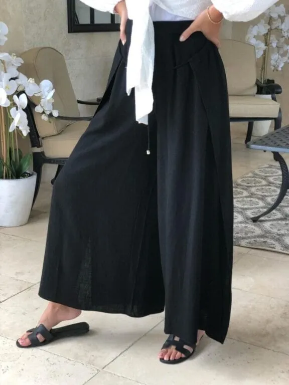 Slit Linen Pants