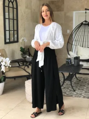Slit Linen Pants
