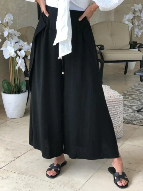 Slit Linen Pants