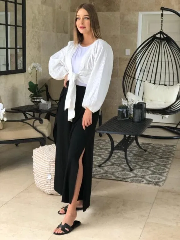 Slit Linen Pants