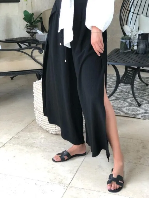 Slit Linen Pants