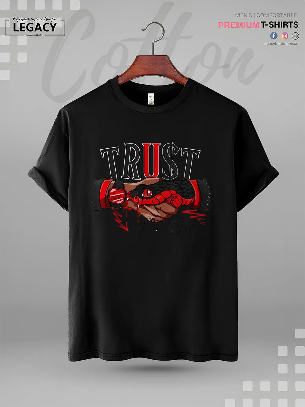 Snake Trust No One Print Men's High Quality In Cheapest Price T-Shirt