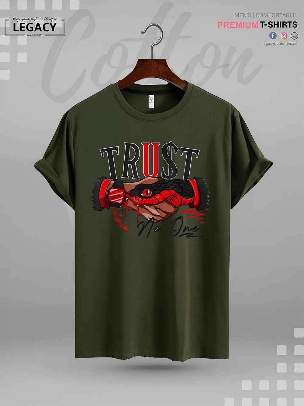 Snake Trust No One Print Men's High Quality In Cheapest Price T-Shirt