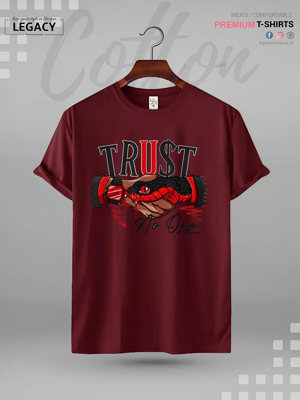 Snake Trust No One Print Men's High Quality In Cheapest Price T-Shirt