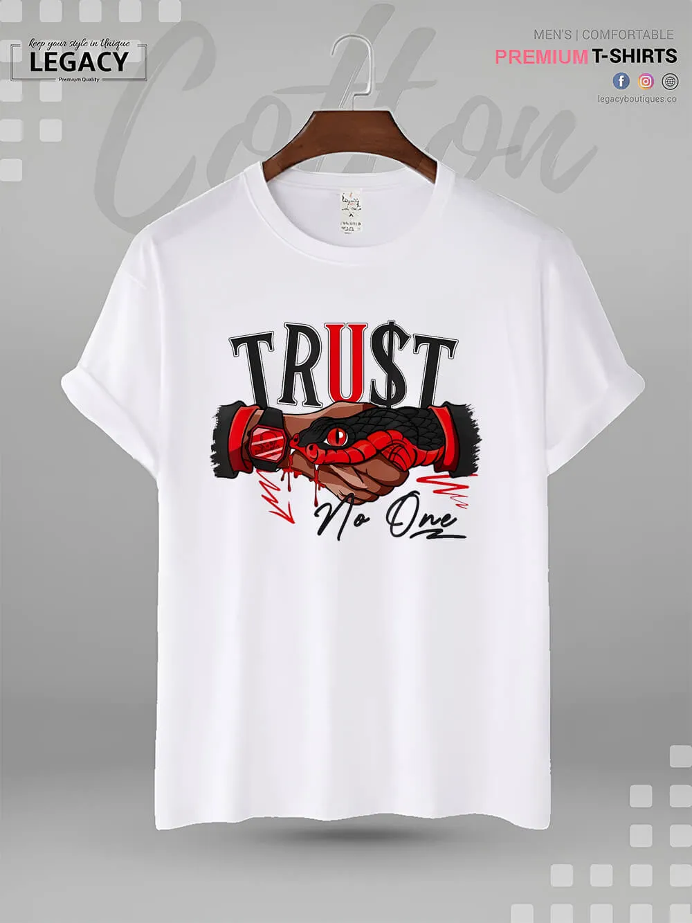 Snake Trust No One Print Men's High Quality In Cheapest Price T-Shirt
