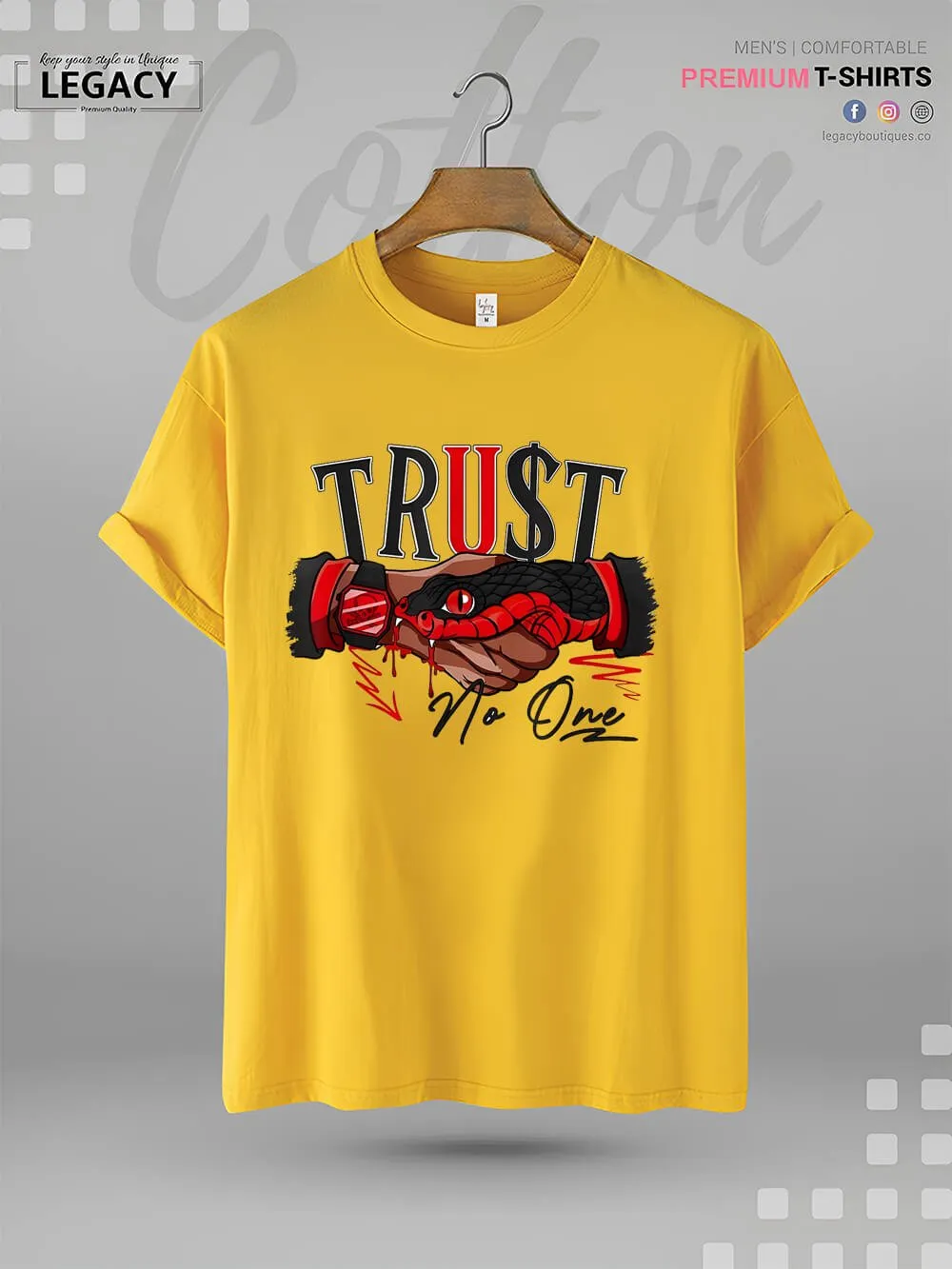 Snake Trust No One Print Men's High Quality In Cheapest Price T-Shirt