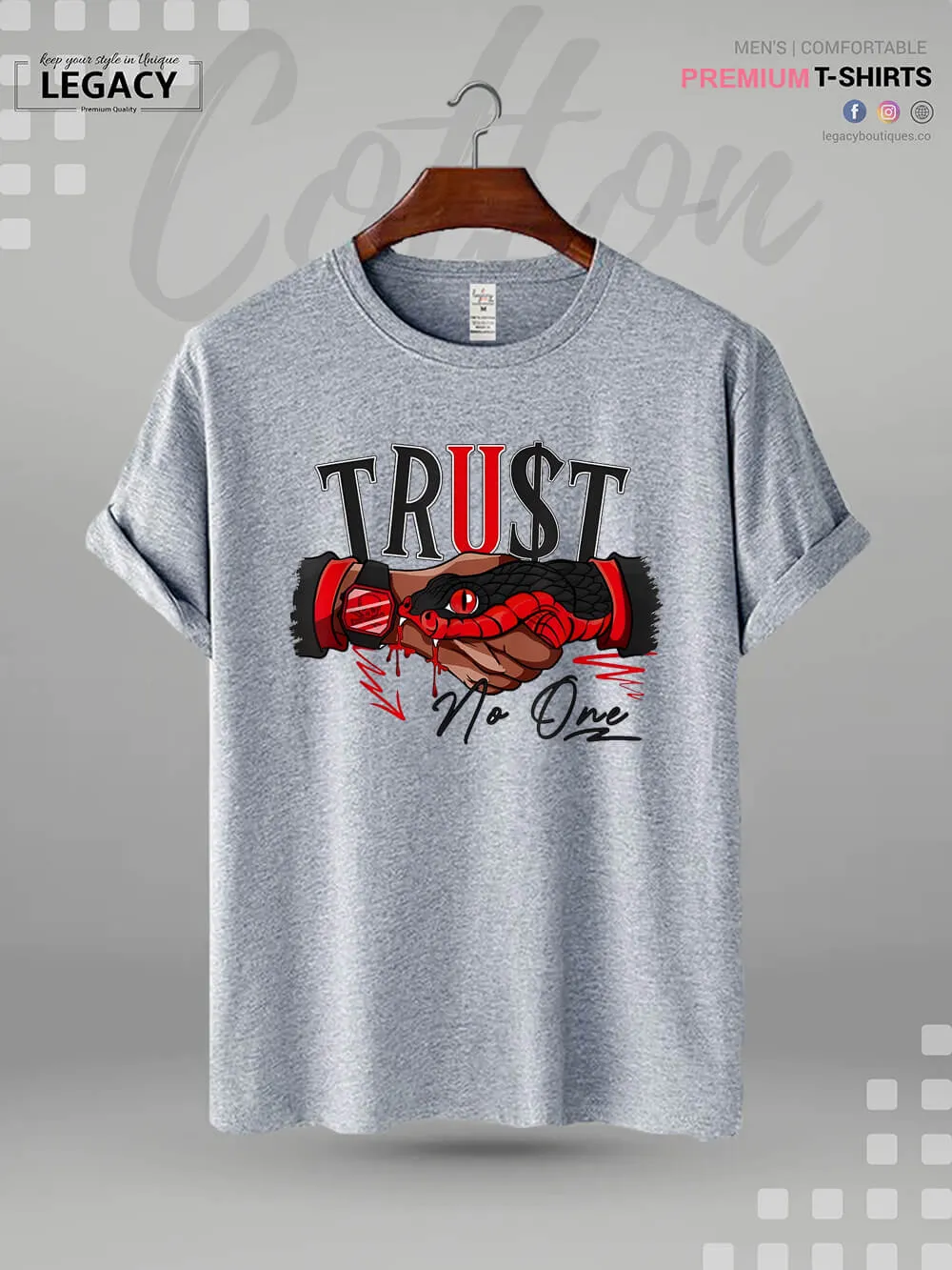 Snake Trust No One Print Men's High Quality In Cheapest Price T-Shirt