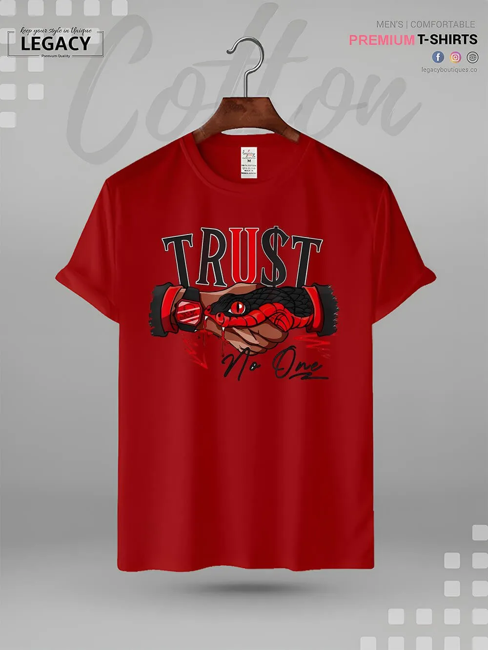 Snake Trust No One Print Men's High Quality In Cheapest Price T-Shirt