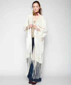 SNOW LOTUS SILK PIANO SHAWL KIMONO
