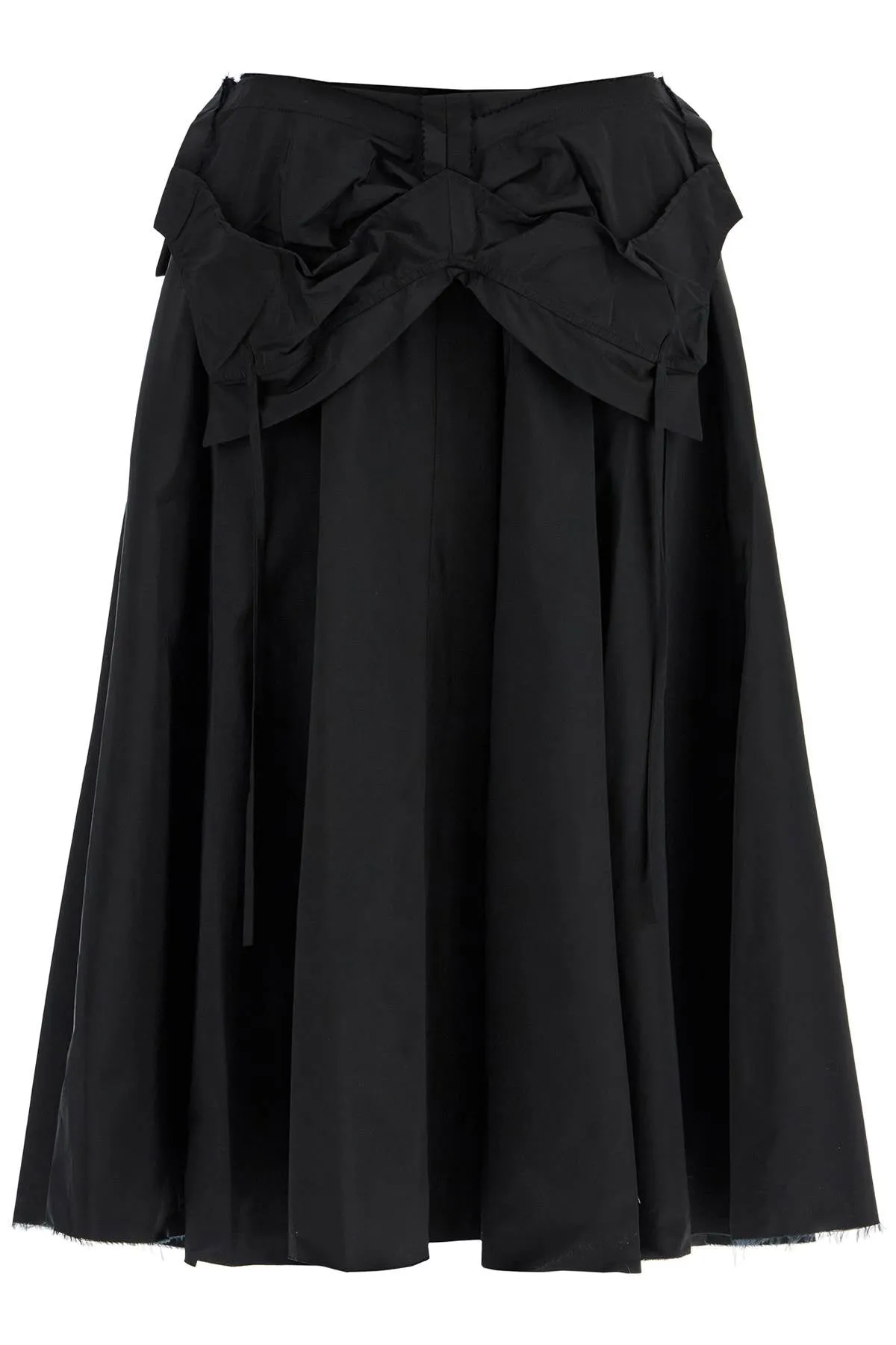 Taffeta Midi Skirt with Trompe L'oeil Overlay
