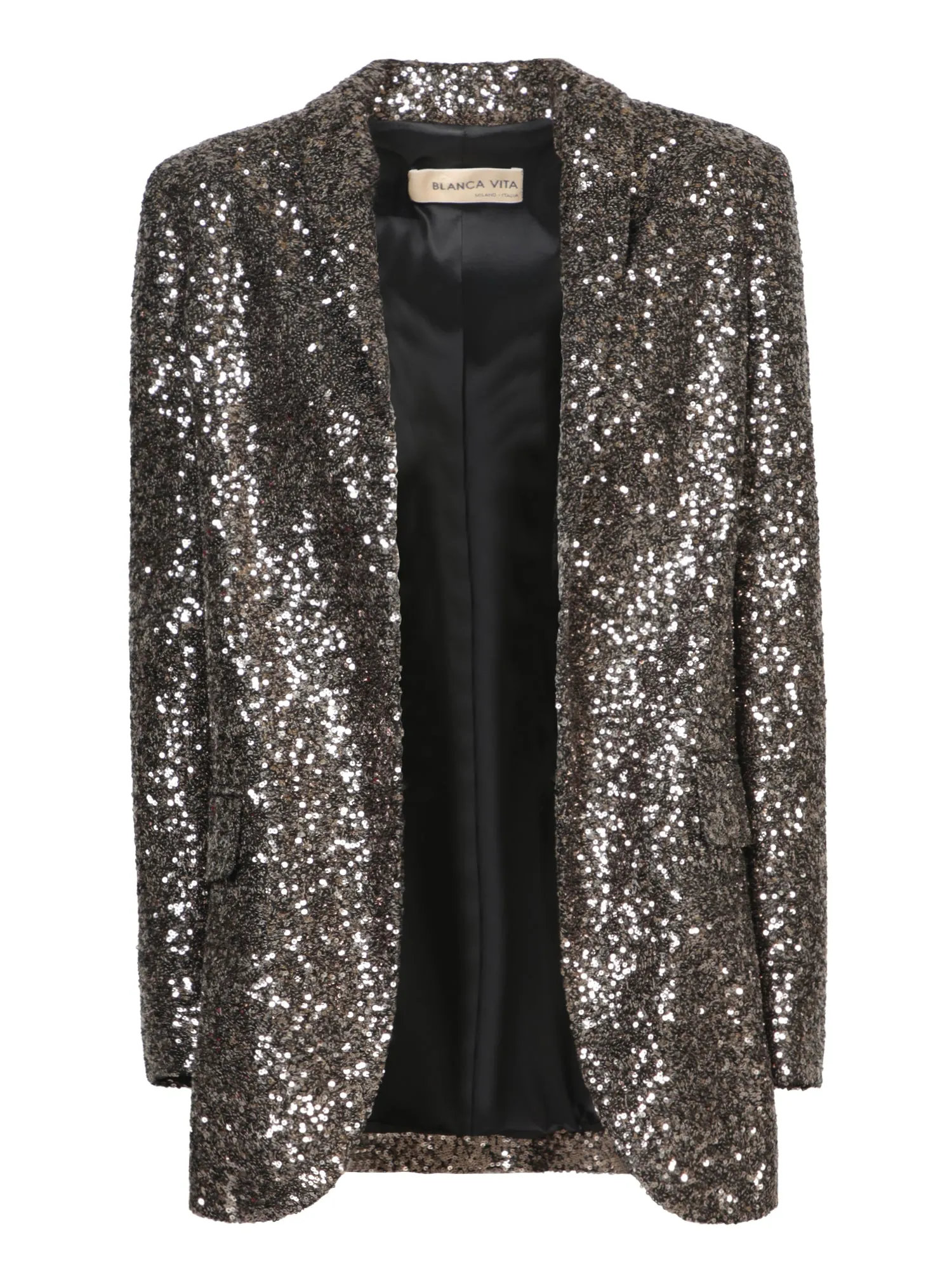 Taupe Sequined Shawl Jacket