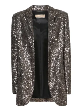 Taupe Sequined Shawl Jacket