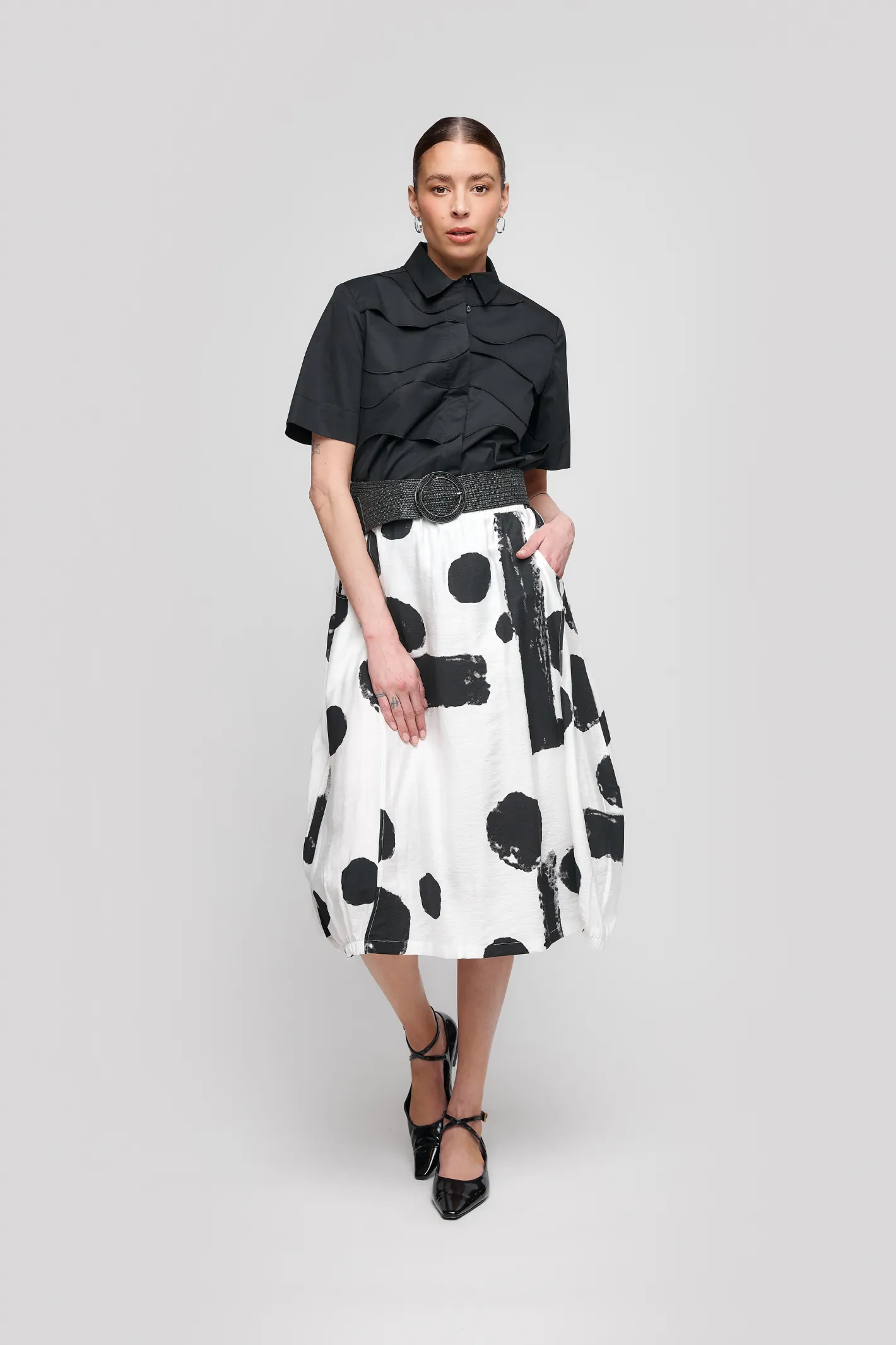 Uchuu CS25-205 Black Spot Midi Skirt