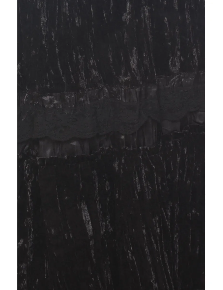 Velour Black Midi Skirt - S