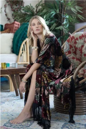 Velvet floral kimono